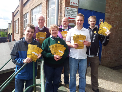 Cllr Michael Mullaney and the Lib Dem Focus team at Sparekenhoe Business Centre