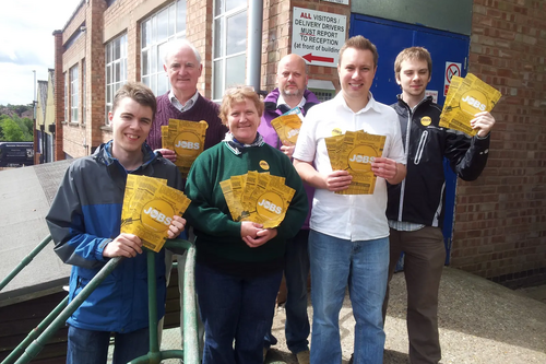 Cllr Michael Mullaney and the Lib Dem Focus team at Sparekenhoe Business Centre