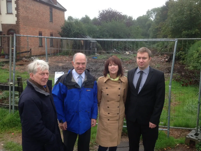 Cllrs Keith Nichols, Jeff Bannister, Lynda Hodgkins and Michael Mullaney at the proposed road access to the Big Pit