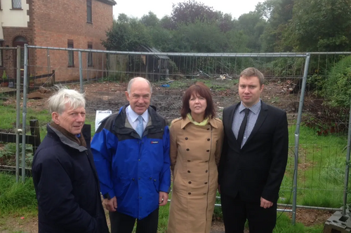 Cllrs Keith Nichols, Jeff Bannister, Lynda Hodgkins and Michael Mullaney at the proposed road access to the Big Pit