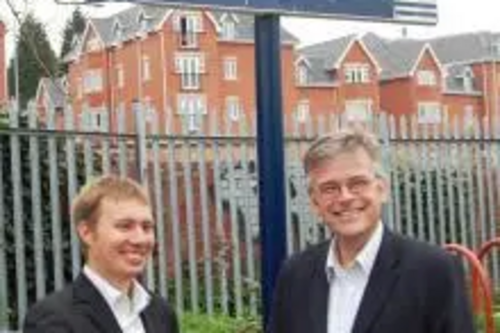 Michael Mullaney at Hinckley Station with European Parliamentary candidate Ed Maxfield