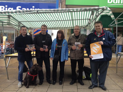 Local campaigners on Hinckley Market campaigning for Britain to remain in the EU