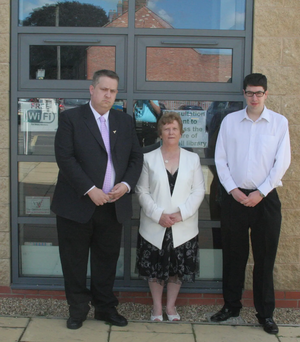 Barwell campaigners Cllrs Mathew Hulbert, Charlotte Green and David Gould campaiging to keep Library provision in Barwell