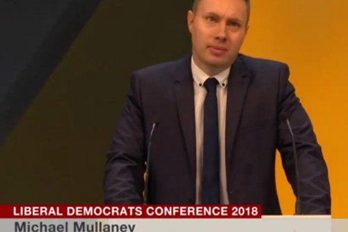 Michael Mullaney speaking against plans to abolish Hinckley and Bosworth at the national lib Dem conference