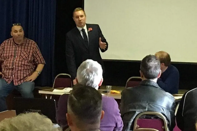 Michael Mullaney speaking at regional conference against the Tory County Council plans to scrap Hinckley and Bosworth Borough