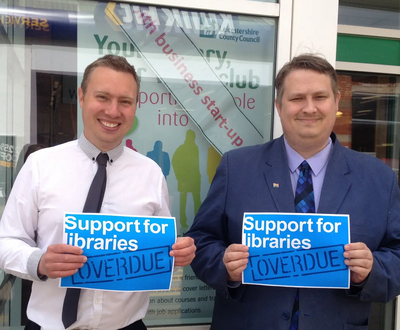 Michael Mullaney and Mathew Hulbert supporting local libraries