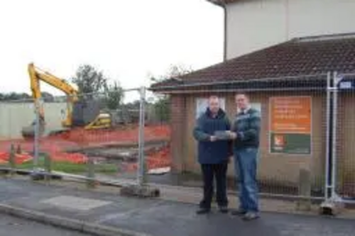 Deputy leader of Bosworth Council Cllr Stuart Bray shows Robin Webber-Jones the new plans for Markfield Community Centre