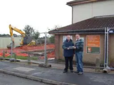 Deputy leader of Bosworth Council Cllr Stuart Bray shows Robin Webber-Jones the new plans for Markfield Community Centre