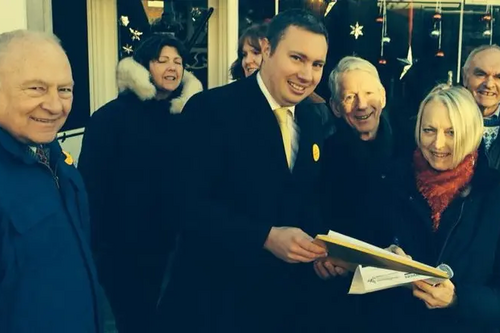 Cllr Michael Mullaney, fellow councillors and residents collecting petitions for the better treatment of Mental Health