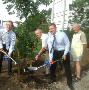 Michael Mullaney helps with the ground breaking ceremony in Carlton