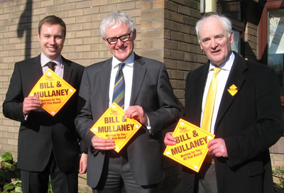 Cllr Michael Mullaney, Norman Lamb MP and Cllr David Bill hit the campaign trail in Hinckley