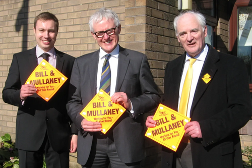 Cllr Michael Mullaney, Norman Lamb MP and Cllr David Bill hit the campaign trail in Hinckley