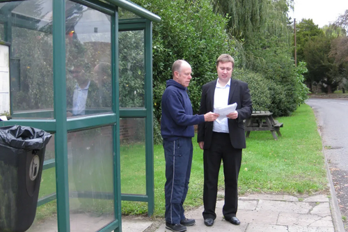 Cllrs Bill Crooks and Michael Mullaney at Sheepy Magna one of the stops on the route 