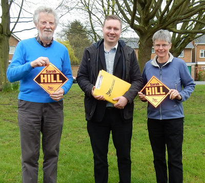 Sarah Hill with Burbage County Councillor Keith Lynch and Hinckley County Councillor Michael Mullaney, who are backing Sarah for PCC