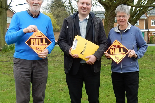 Sarah Hill with Burbage County Councillor Keith Lynch and Hinckley County Councillor Michael Mullaney, who are backing Sarah for PCC